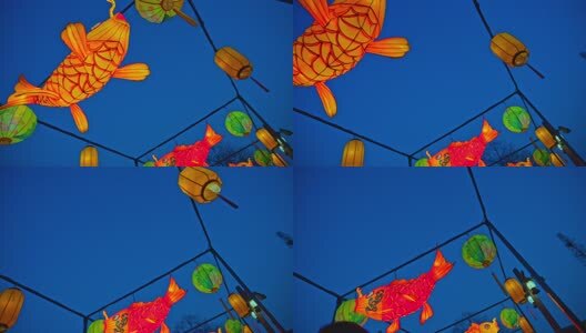 新年鱼灯花灯夜景高清在线视频素材下载