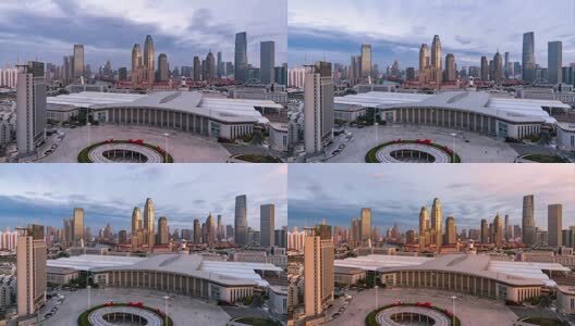 天津高铁站日转夜延时高清在线视频素材下载