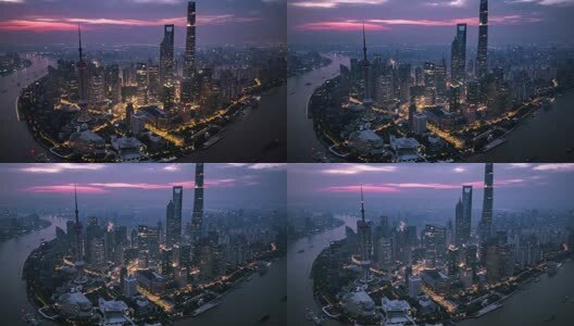 上海夜景航拍延时高清在线视频素材下载