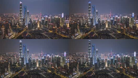 上海夜景航拍延时高清在线视频素材下载