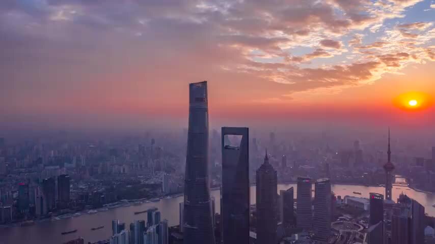 陆家嘴日落火烧云延时
