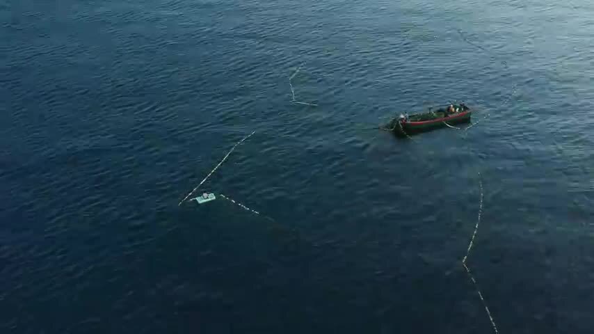 4k航拍渔民捕鱼