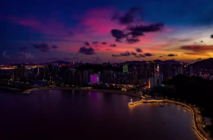 珠海浪漫情侣路晚霞