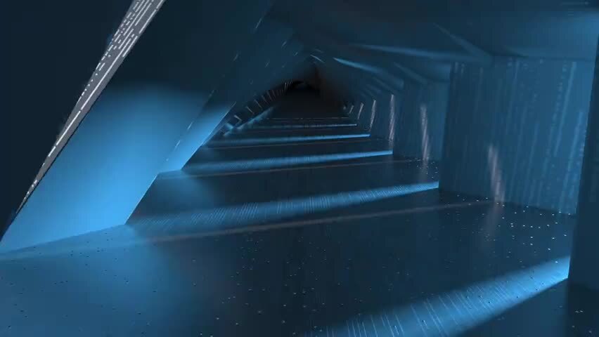 穿梭与黑暗的科技感隧道3D动画