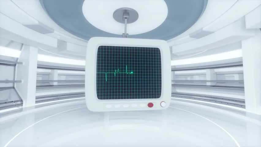 绿色屏幕上的心脏图曲线