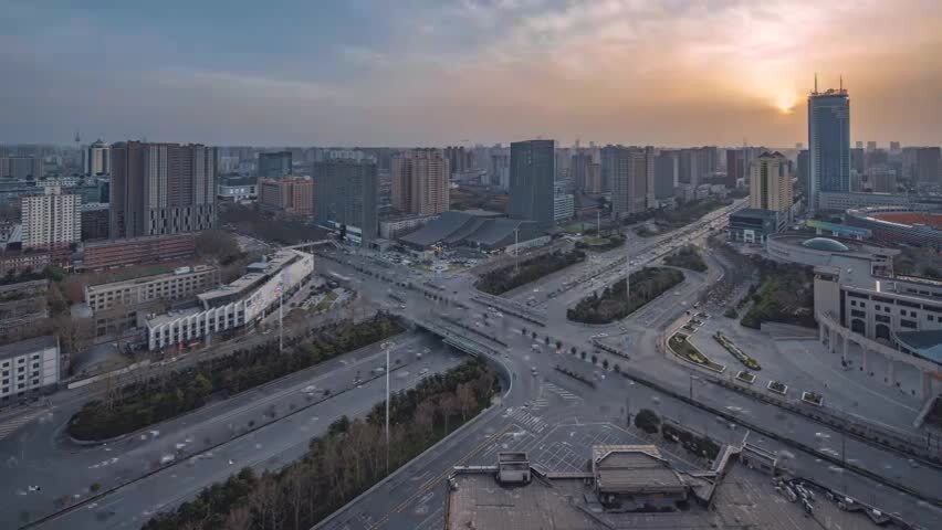 西安立交桥日转夜延时