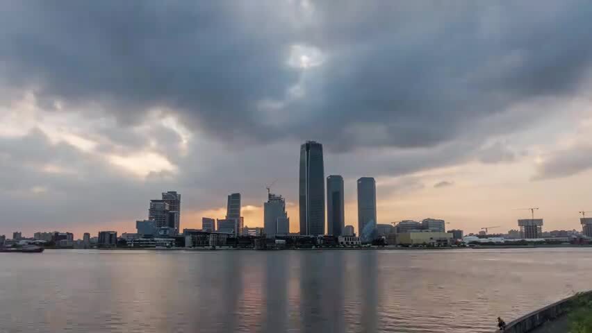 上海徐汇滨江西岸文化中心日落延时