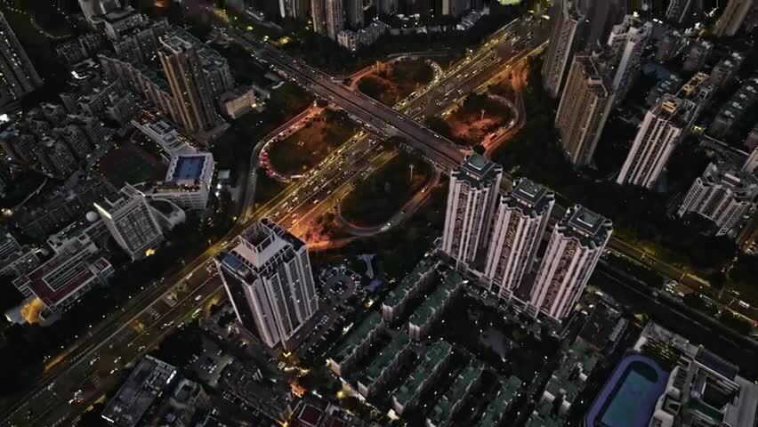 深圳市福田区滨河大道与福田建筑群航拍