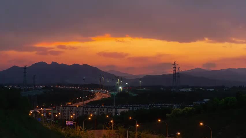 北京城市梦幻晚霞火烧云