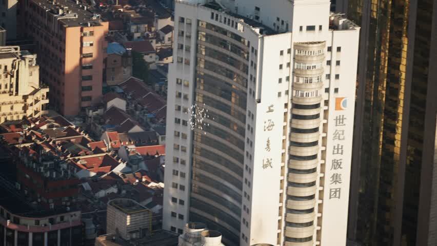 遥望上海书城和鸽群