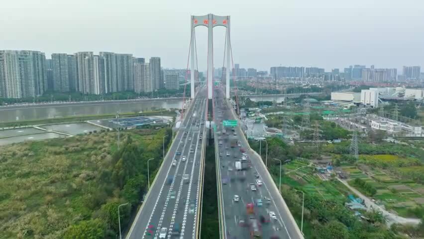 航拍清远清城区飞来湖公园