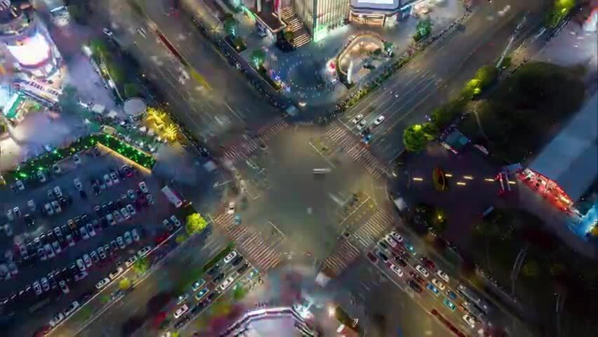 中南路路口夜景延时视频