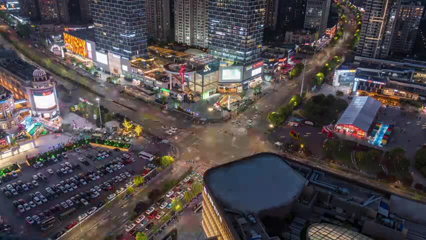 中南路路口夜景延时视频