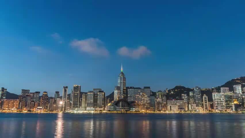 香港维多利亚港夜转日延时