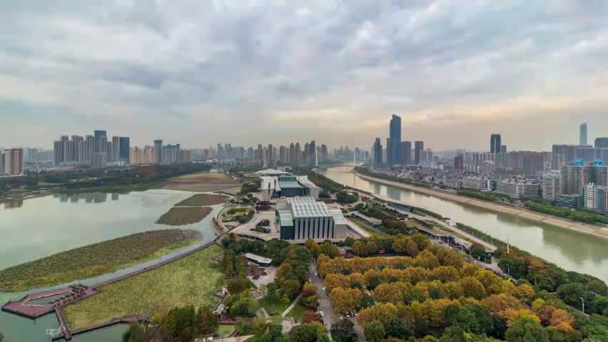 武汉琴台大剧院日转夜4k延时视频