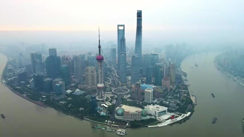 上海陆家嘴日出航拍