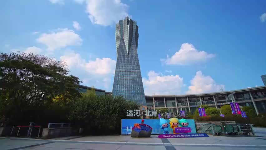 杭州亚运西湖文化广场大范围延时