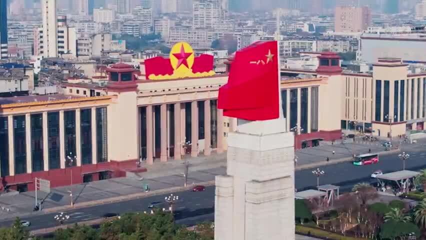 江西南昌八一广场城市建筑风光航拍