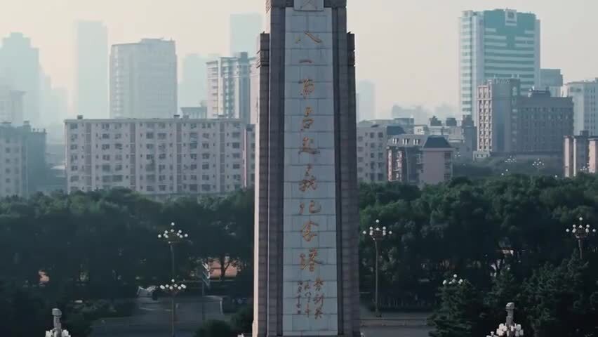 江西南昌八一广场城市建筑风光航拍