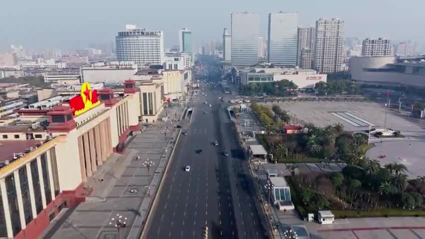 江西南昌八一广场城市建筑风光航拍