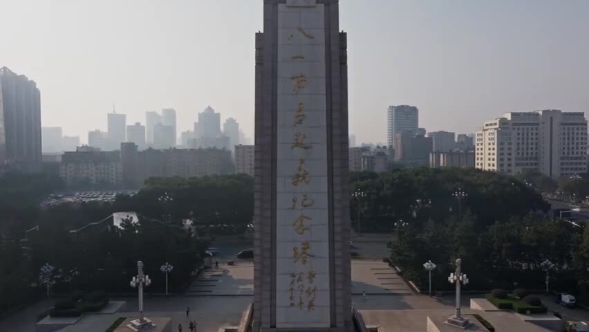 江西南昌八一广场城市建筑风光航拍