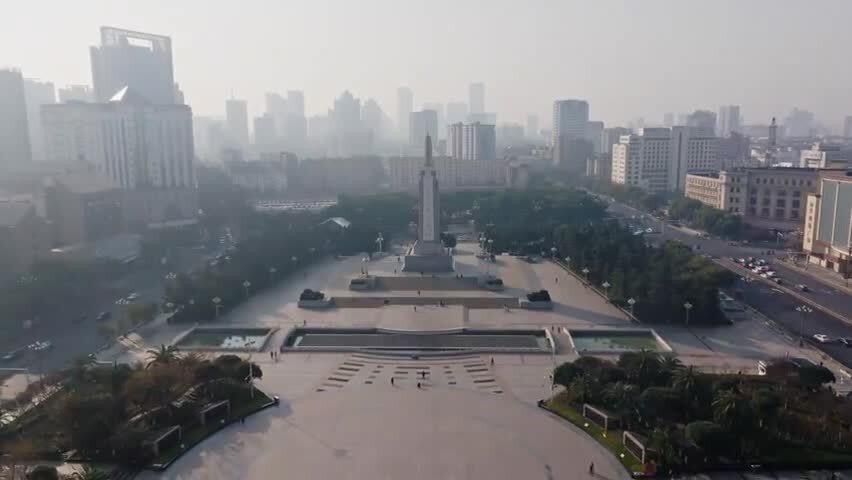 江西南昌八一广场城市建筑风光航拍