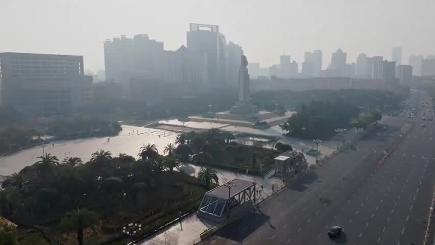 江西南昌八一广场城市建筑风光航拍