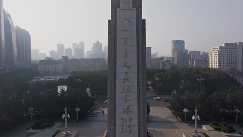 江西南昌八一广场城市建筑风光航拍