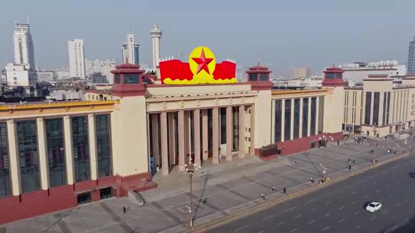 江西南昌八一广场城市建筑风光航拍