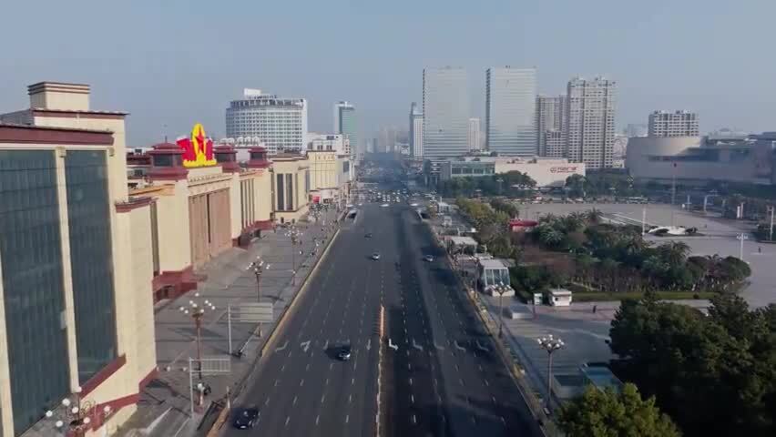 江西南昌八一广场城市建筑风光航拍