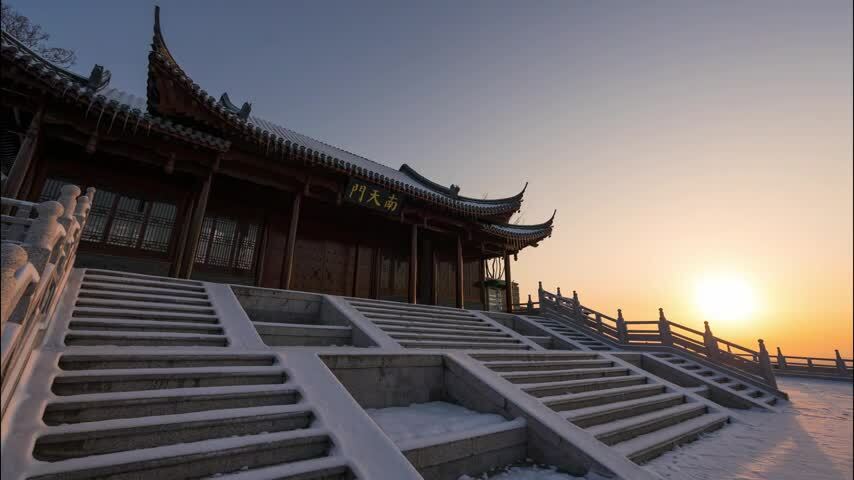 滁州琅琊山南天门雪景日出延时