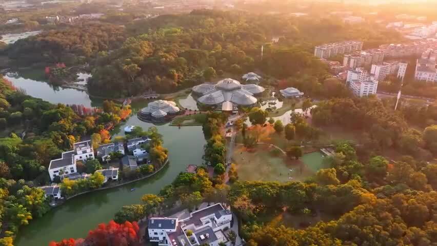航拍广州华南国家植物园温室