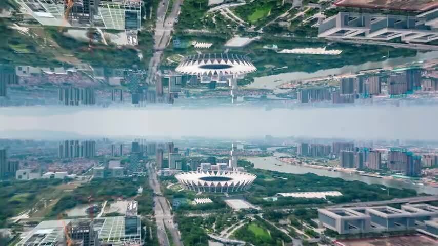 4K佛山东平新城镜像延时