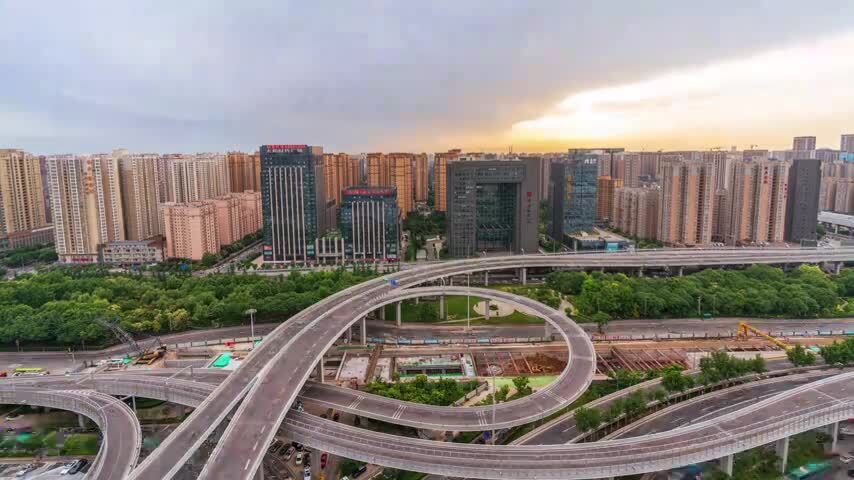 西安立交桥日转夜延时
