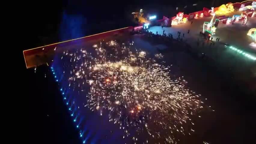 非遗打铁花4k升格航拍