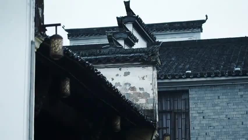 国风古建筑烟雨江南意境实拍镜头