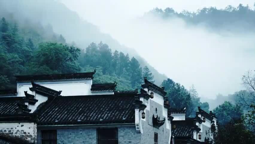 国风古建筑烟雨江南意境实拍镜头
