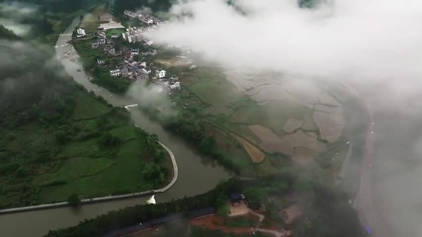 国风古建筑烟雨江南意境实拍镜头