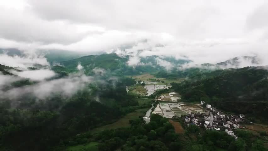 国风古建筑烟雨江南意境实拍镜头