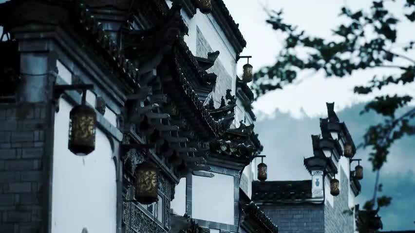 国风古建筑烟雨江南意境实拍镜头