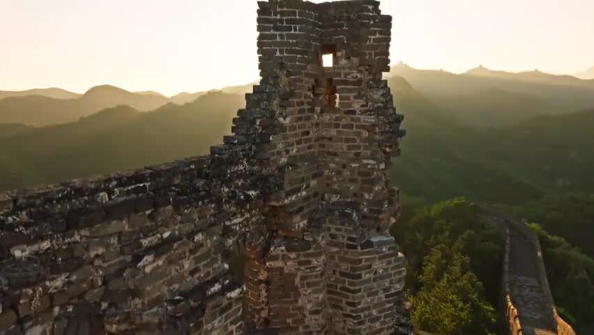中国万里长城日出航拍多角度合集