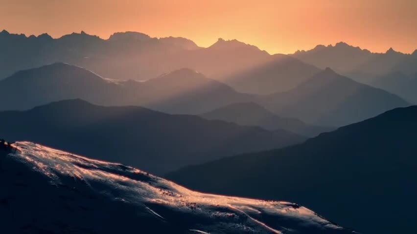 象雄神山日落霞光