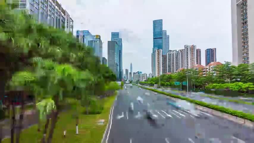 深圳滨河大道泰然天桥阴天大范围延时
