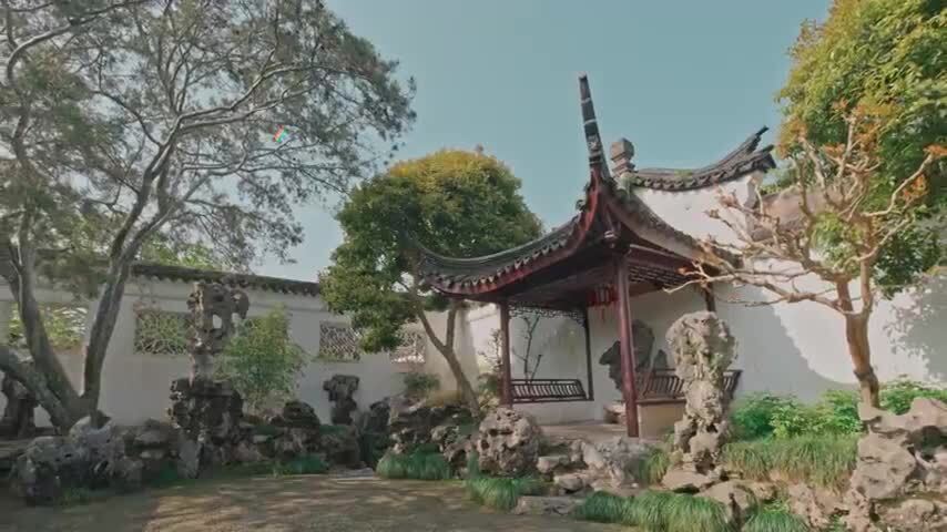 苏州网师园殿春簃晴天风光