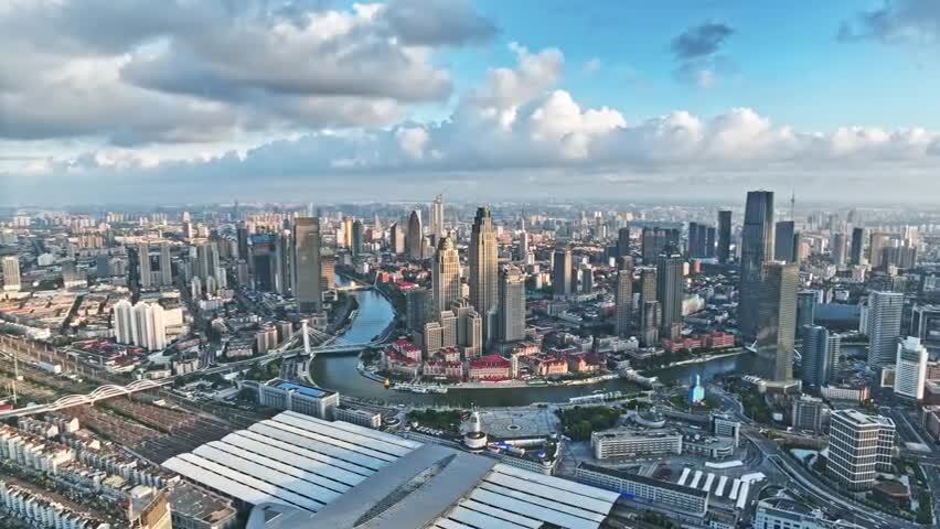 天津城市风光航拍空镜