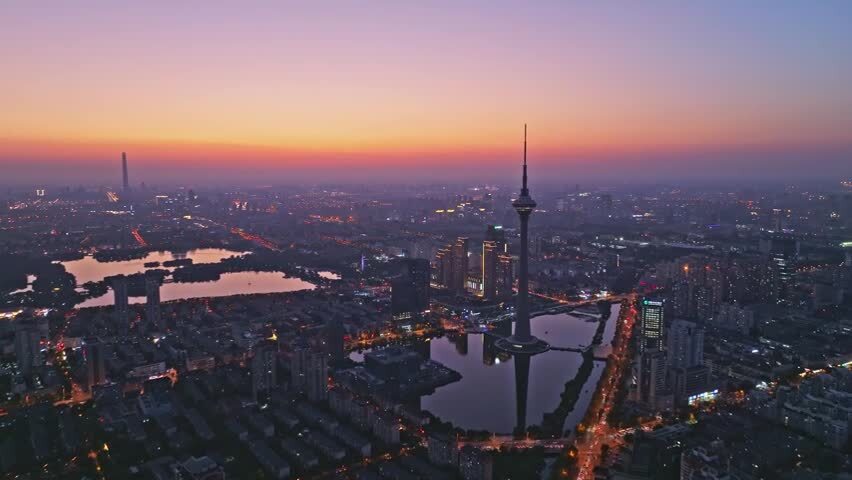 天津广播电视塔夜景航拍