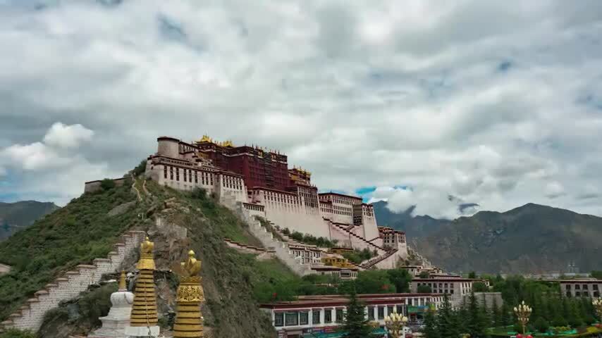 西藏布达拉宫观景台延时摄影