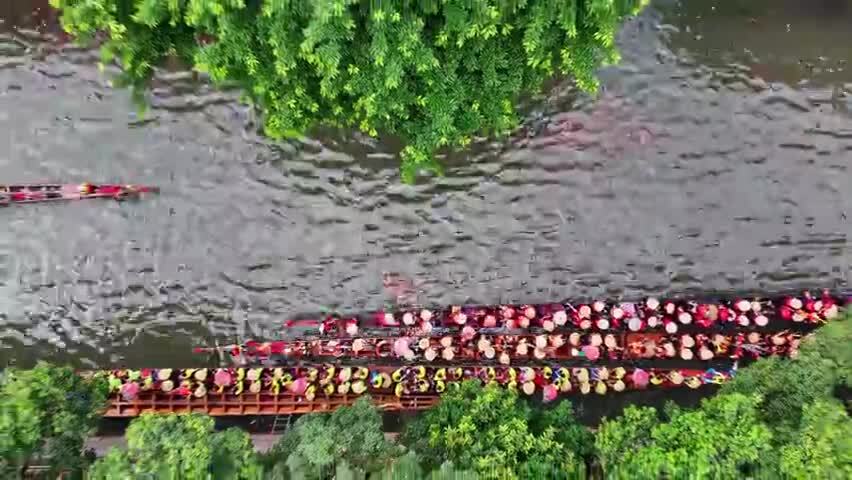 4K航拍龙舟空镜