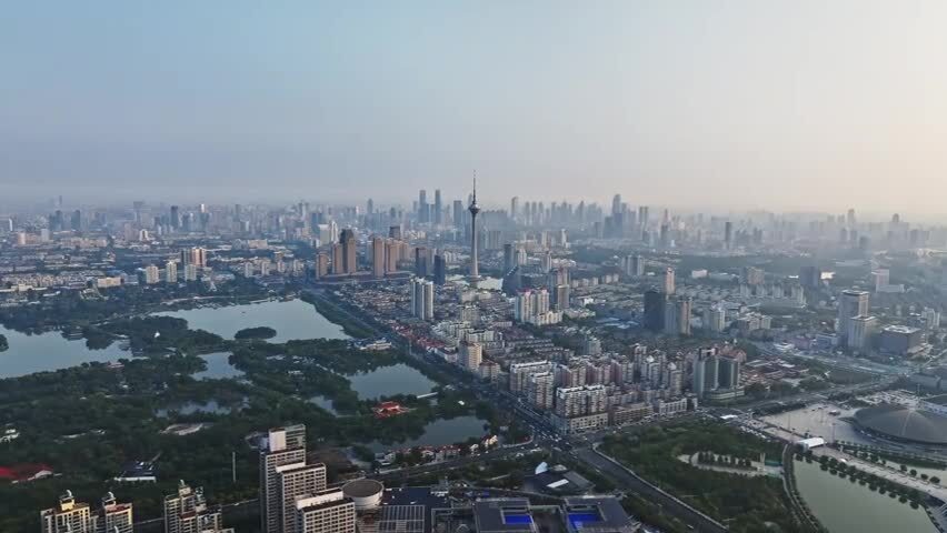 天津水上公园航拍空镜