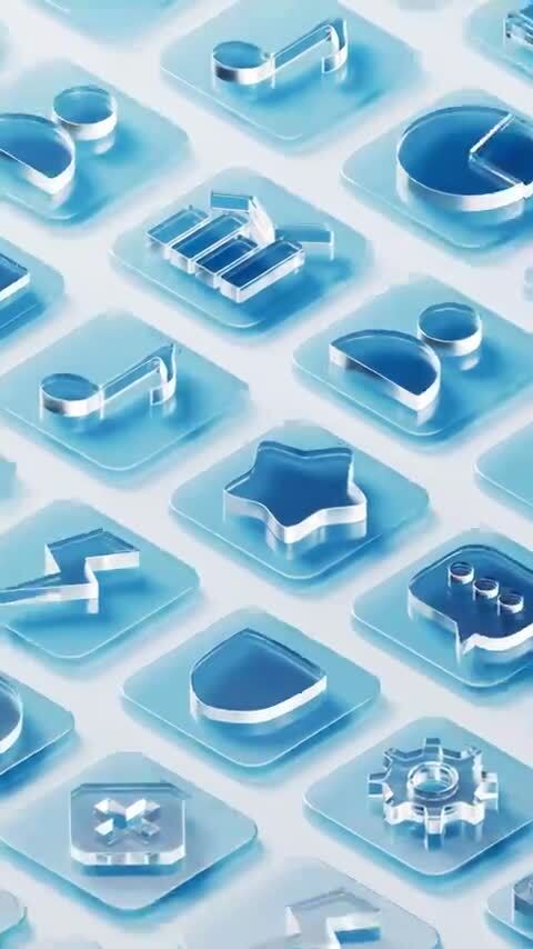 排列整齐的应用软件图标三维渲染